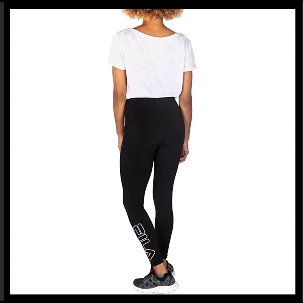 FILA Cotton Leggings High Waisted Fit Black - Picture 3 of 5